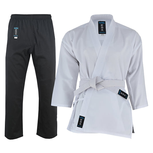 Karate Uniform Mixed Childrens: White / Black Trousers - SALE