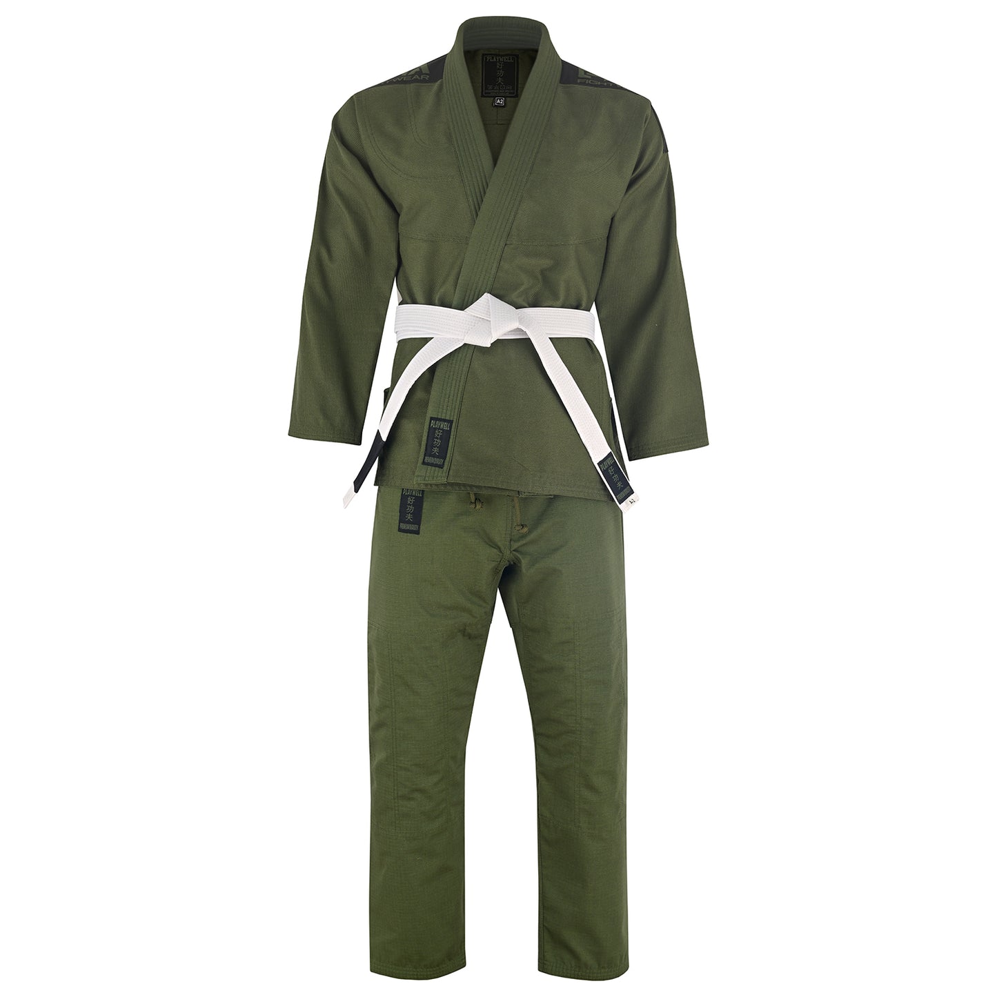 Playwell Adults Mens Pro Elite BJJ Jiu Jitsu Gi - Military Green
