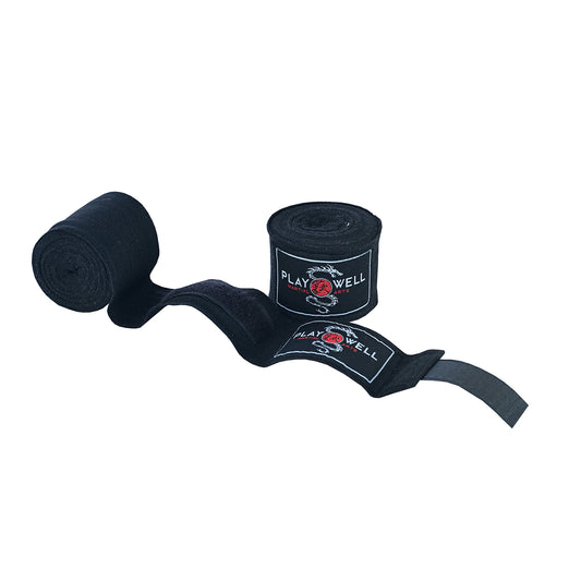 Boxing Elasticated Stretch Cotton Black Hand Wraps - 4M