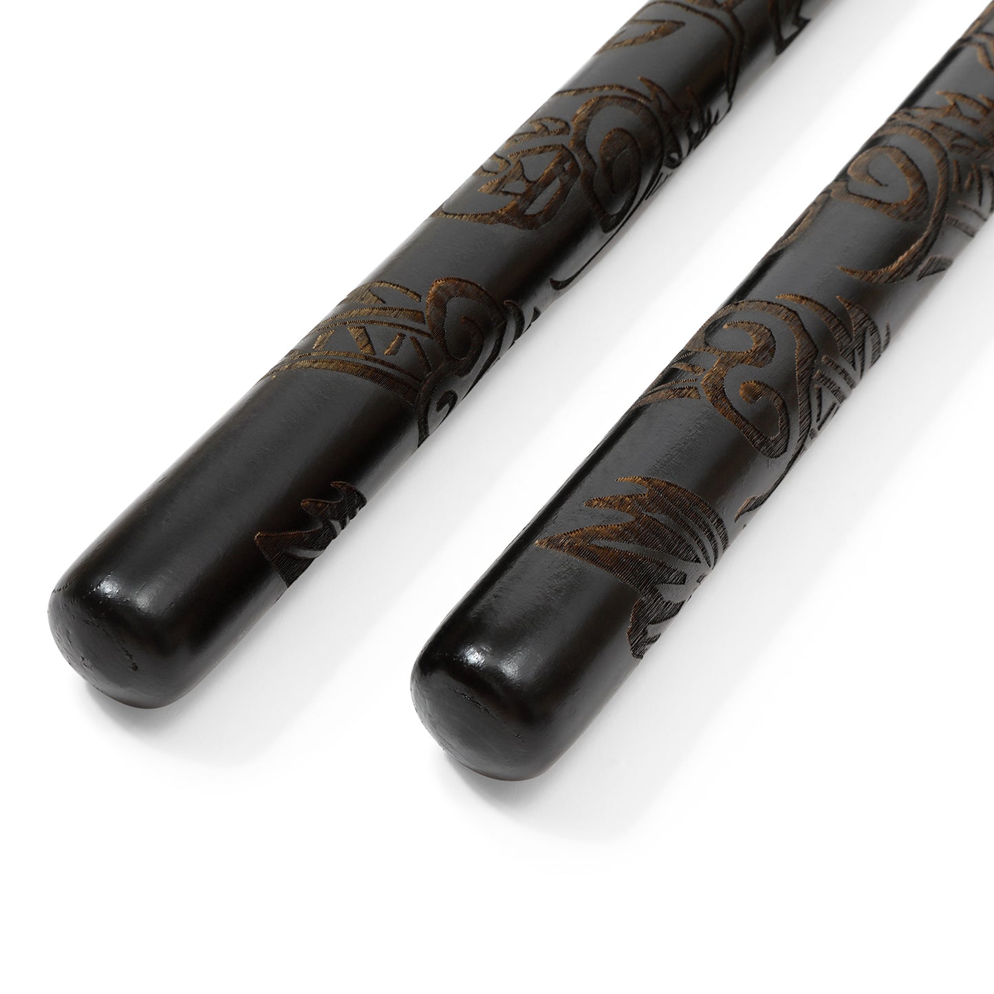 Deluxe Carved Dragon Nunchucks B.B - Black Oak