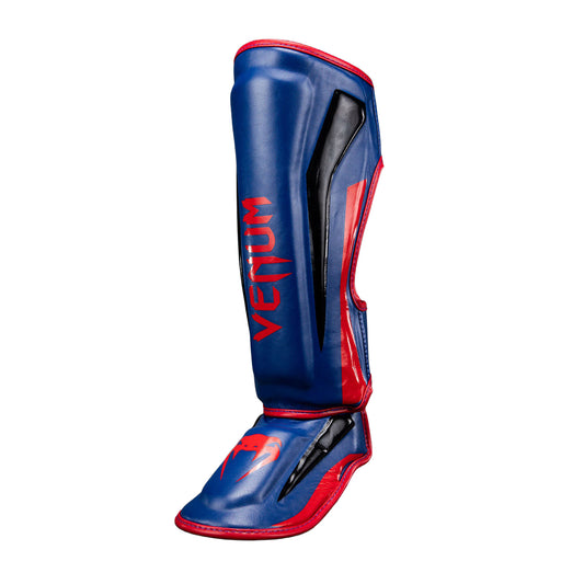 Venum Muay Thai Stand Up Elite Shin Guards - Deep Blue/Red