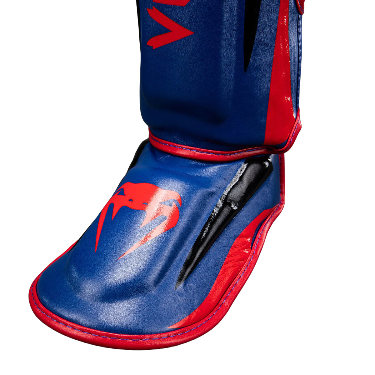 Venum Muay Thai Stand Up Elite Shin Guards - Deep Blue/Red