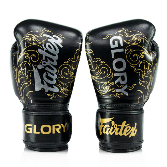 Fairtex BGVG3 X Glory Leather Black Boxing Gloves - NEW