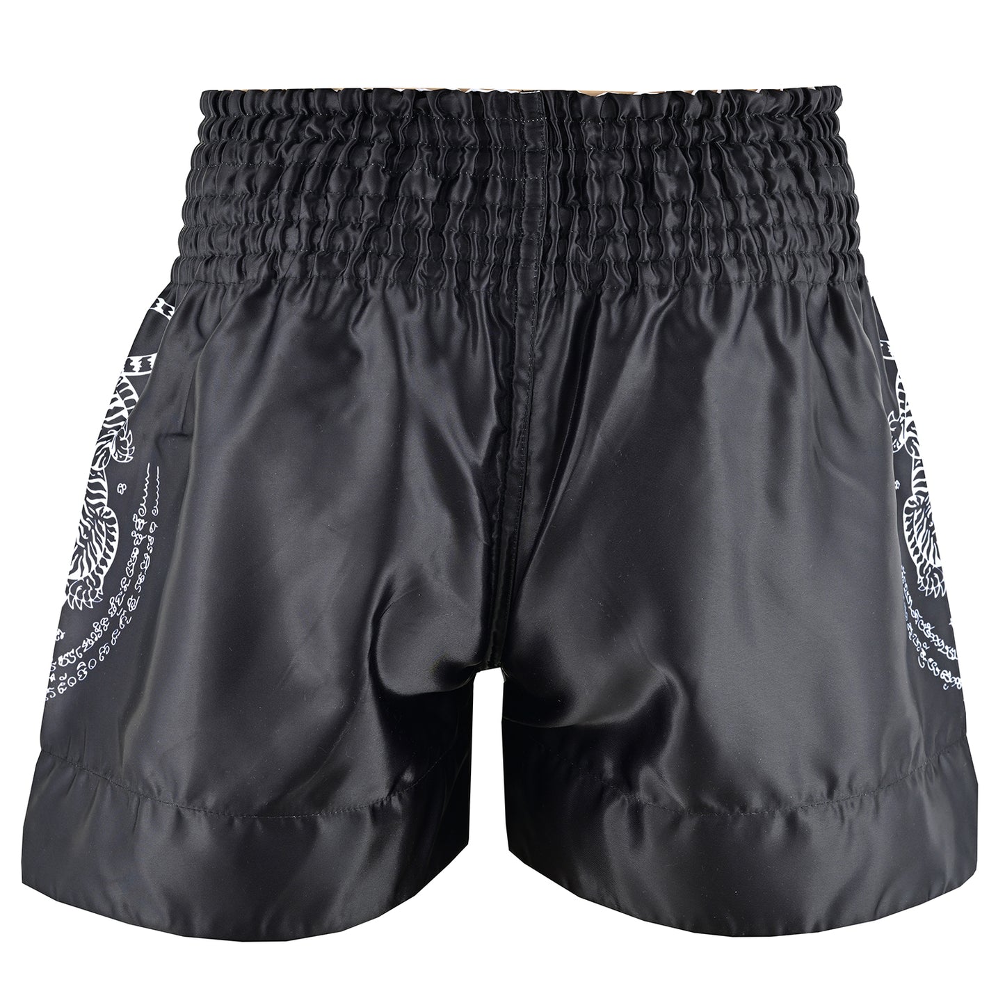 Twin Tiger Satin Muay Thai Competition Fight Shorts - Black/Whit