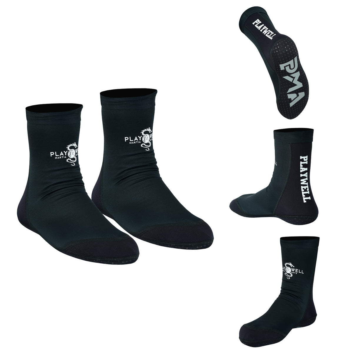 Martial Arts School Tatami Mat Training Socks - Black/Black