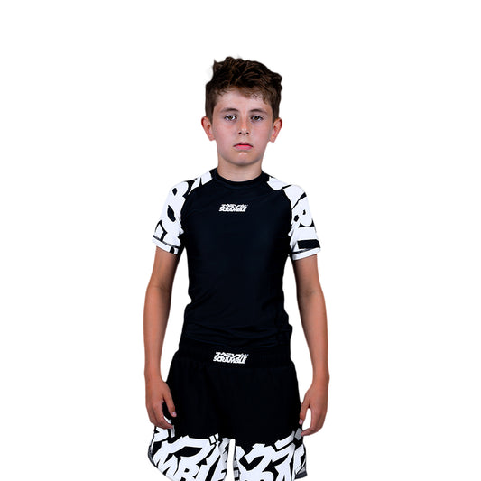 Scramble Baka Kids Short Sleeve Rash Guard - Black