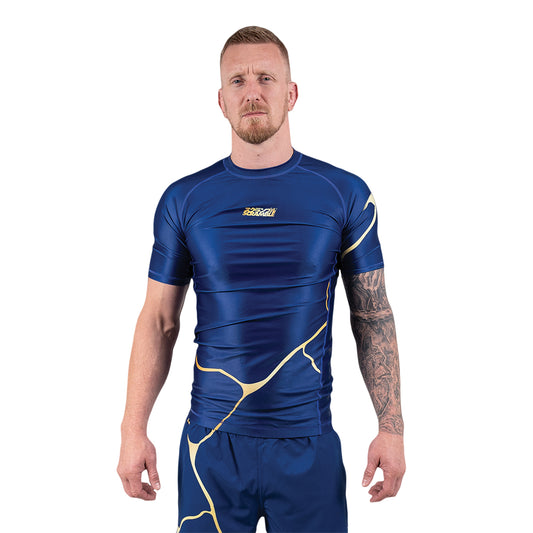 Scramble Kintsugi Short Sleeve Rash Guard - Blue