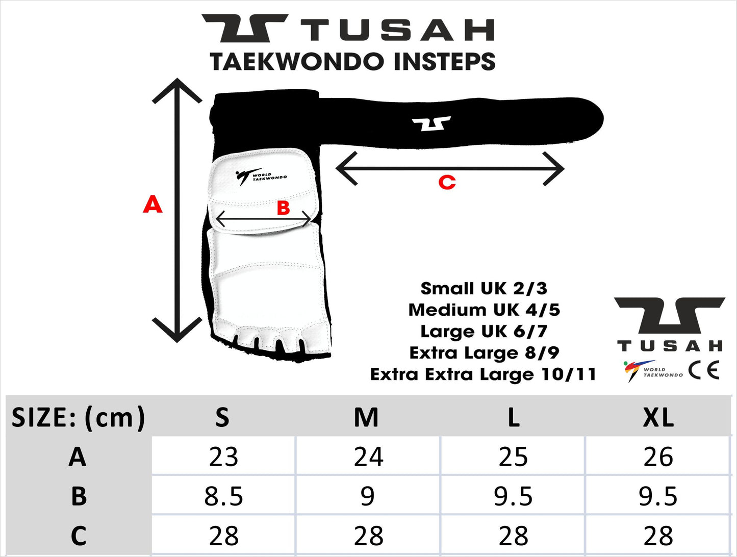 Tusah WT Taekwondo Instep Foot Sparring Guards