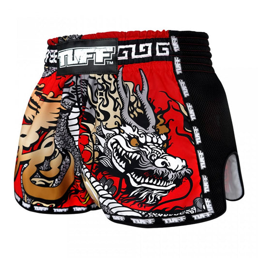 TUFF Retro Red Chinese Dragon Muay Thai Shorts