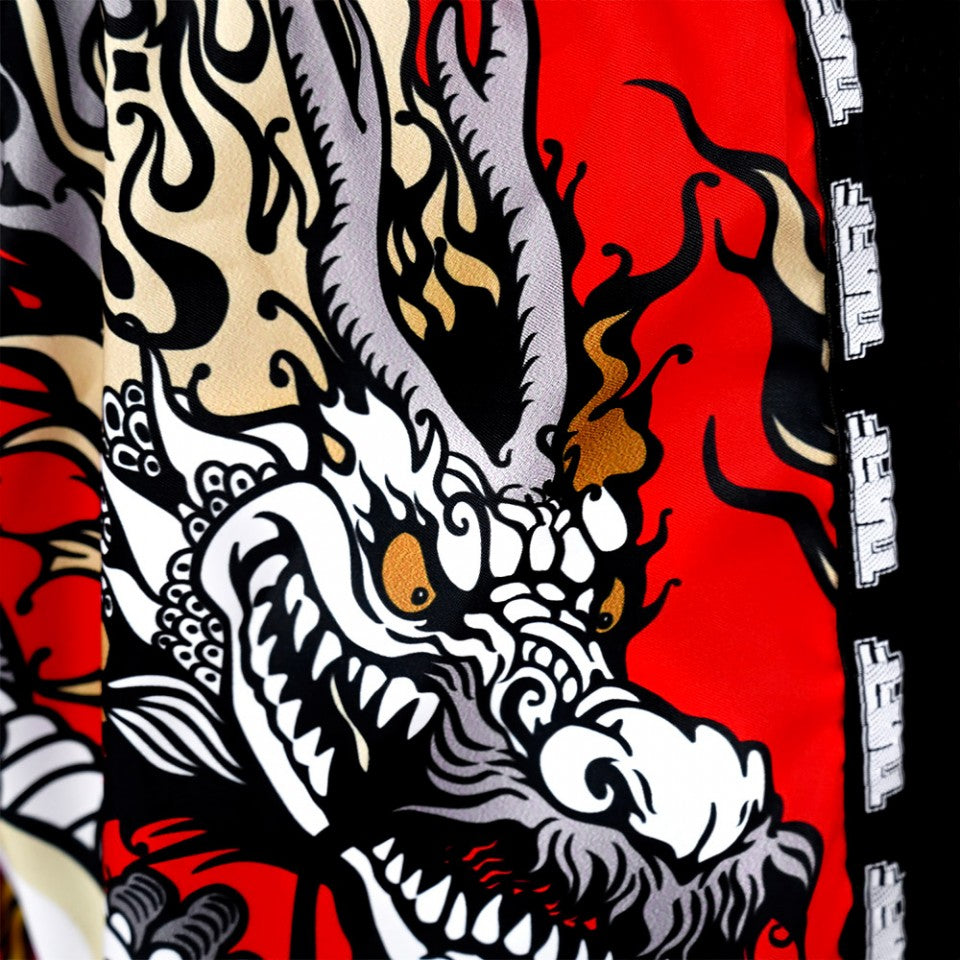 TUFF Retro Red Chinese Dragon Muay Thai Shorts