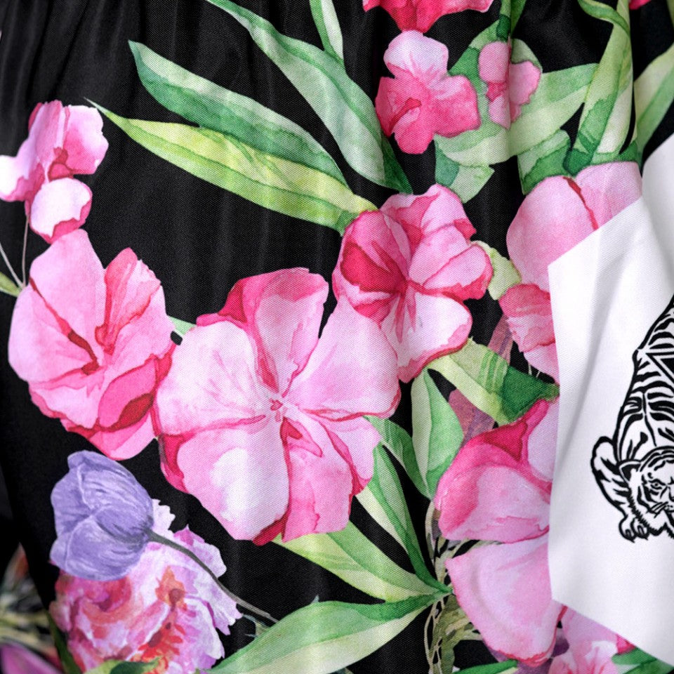 شورتات TUFF التقليدية النسائية للملاكمة التايلاندية بنقشة الأشواك البرية - أسود