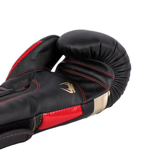 Venum Elite Boxing Gloves - Black/Gold/Red
