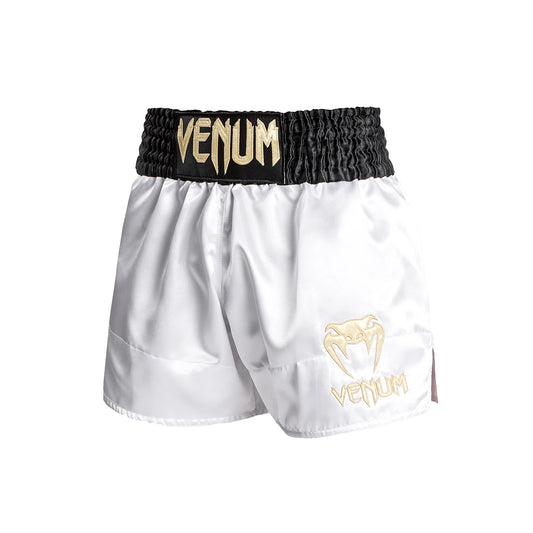 Venum Classic Muay Thai Shorts - Black/White/Gold