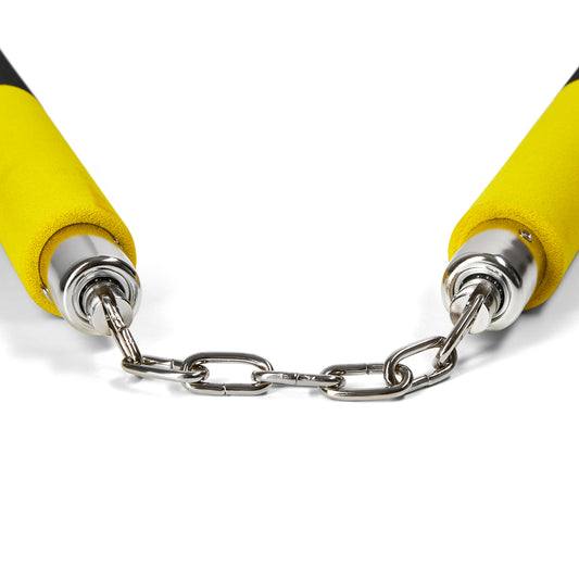 NR-031P: Foam Nunchaku with Metal B/Bearing. Yellow / Black