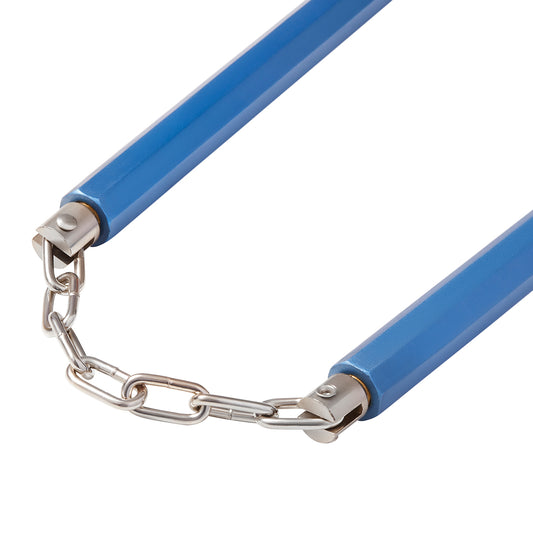 Heavy Slim Octagonal Aluminium Nunchaku With Chain: Blue - 10"