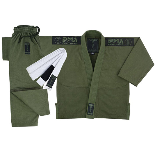 PMA Kids Elite Pearl Weave Jiu Jitsu Gi - Military Green
