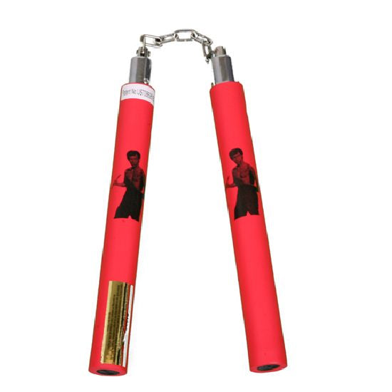 NR-021A: Foam Nunchaku with Metal B/Bearing. All Red Bruce Lee -