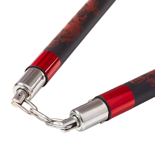 نونشاكو فاخر من الفوم مع سلسلة - أسود/أحمر - 9 بوصات