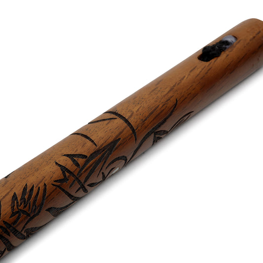 Deluxe Red Oak Carved Dragon Nunchucks Cord