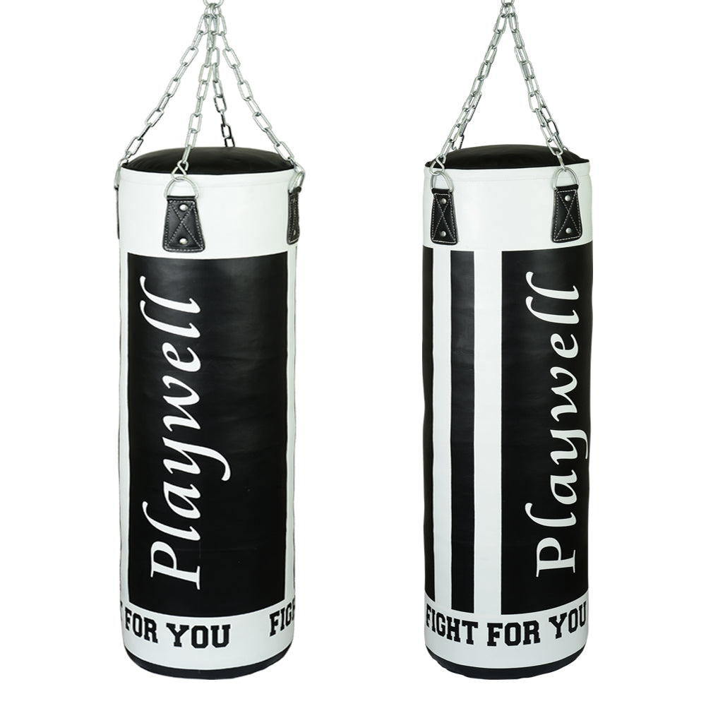 Elite Heavy Leather 5ft Punch Bag Black/White - 50KG