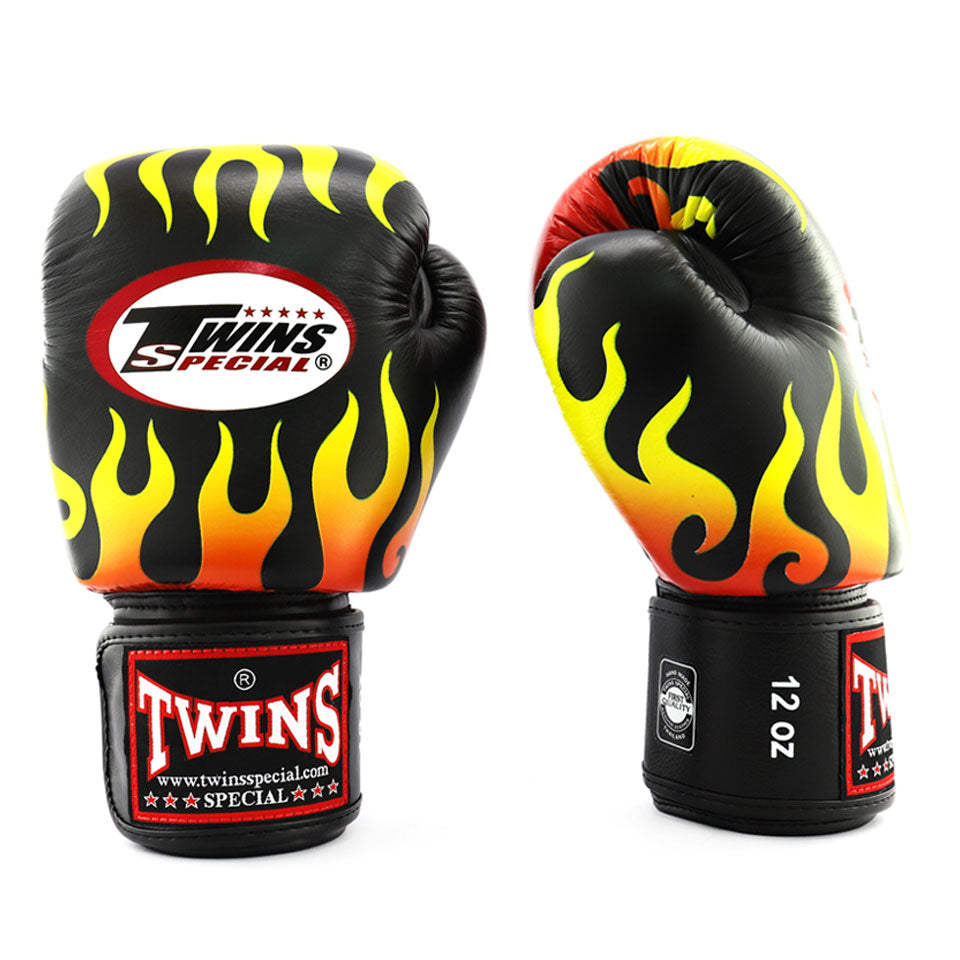 Twins Fire Flame Leather Boxing Gloves