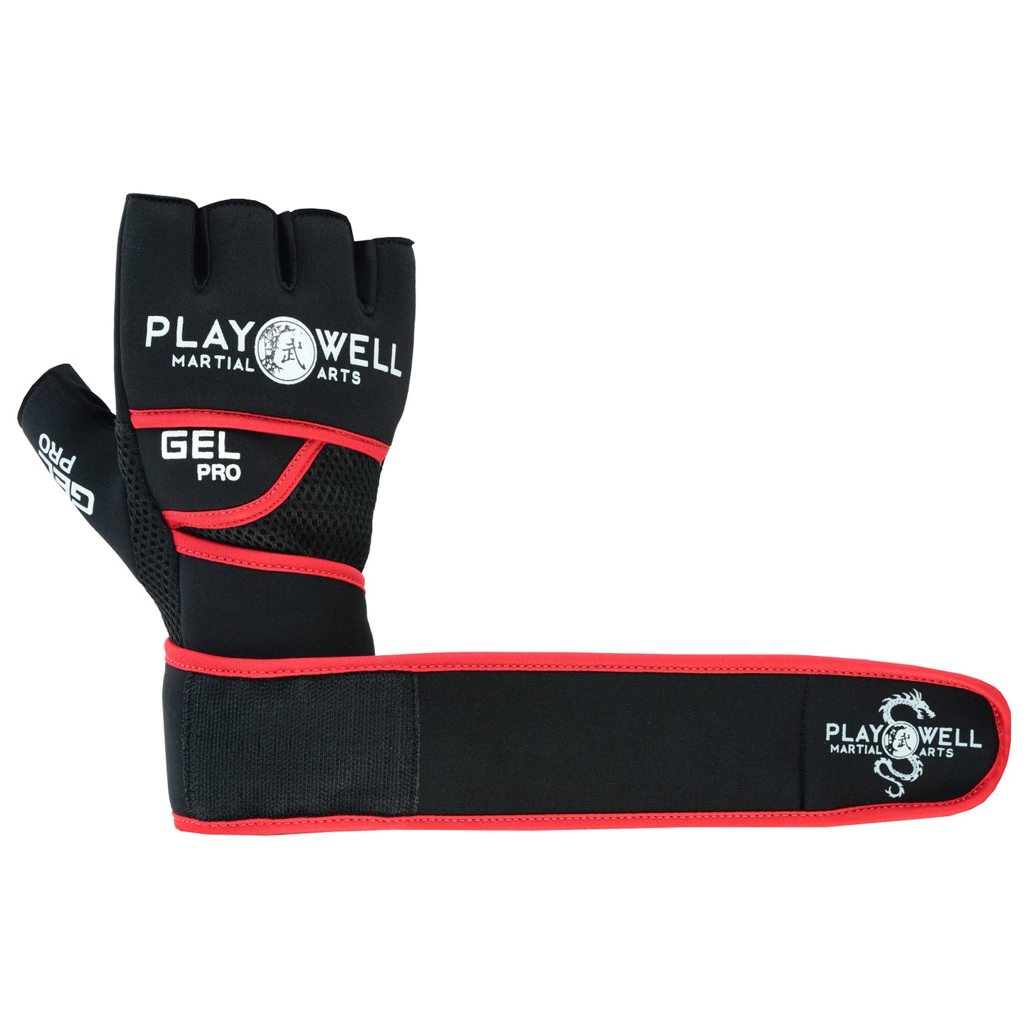 Playwell Elite Pro Gel Hand Wrap Inner Gloves - Black/Red