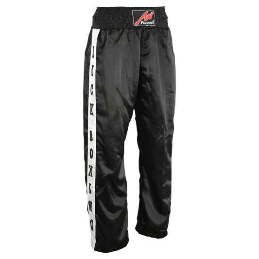 Full Contact Trousers - Black/ White Kickboxing Patches