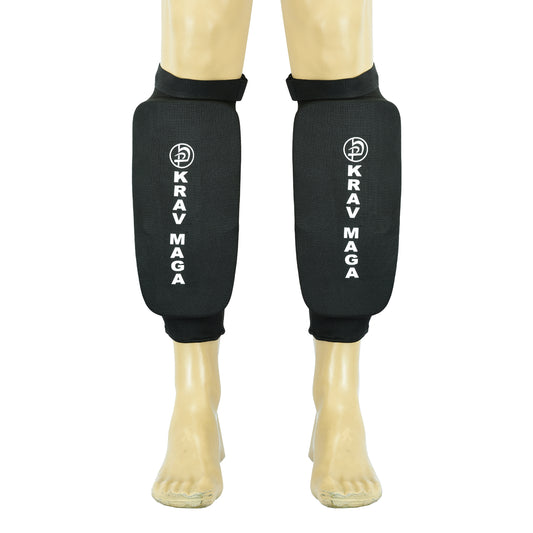 Krav Maga Black Heavy EVA Padding Elasticated Shin Guards