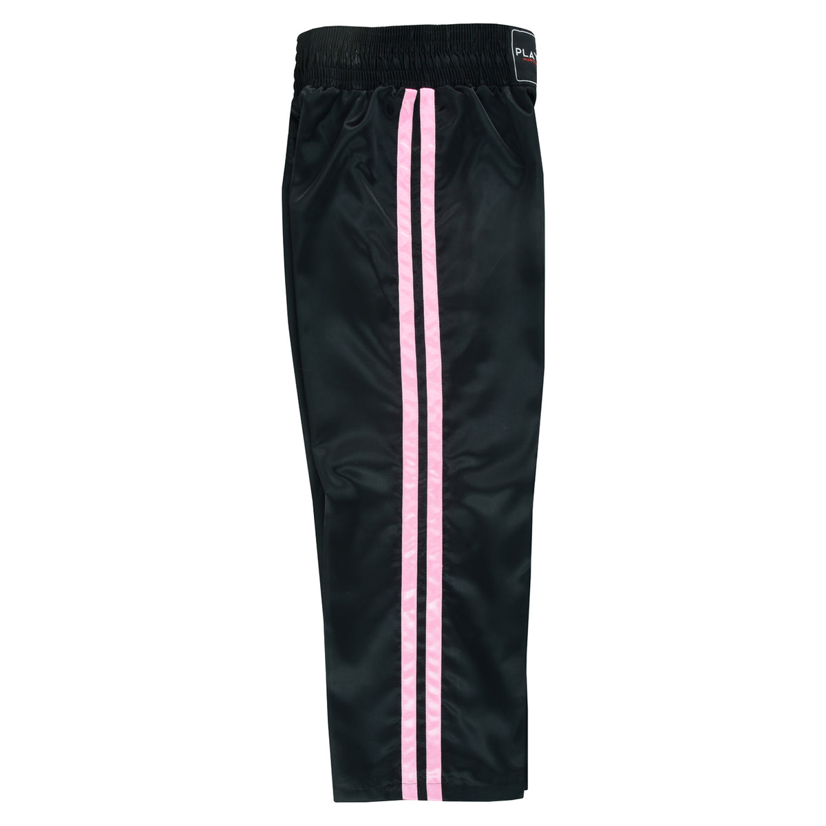 Adults Full Contact Black Satin Kickboxing Pants With Stripes