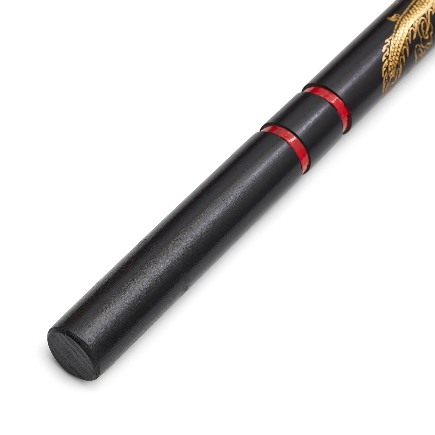 Deluxe Escrima Stick Black Oak With Gold Dragon
