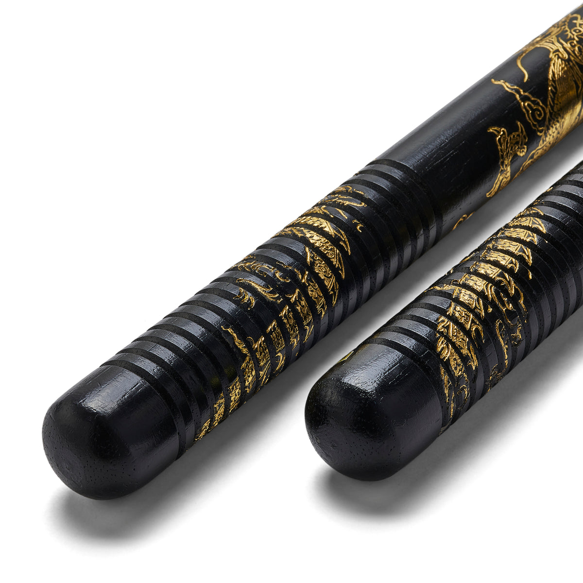 Black Wooden Gold Dragon Nunchucks Chain (SF-95) - 12" - NEW