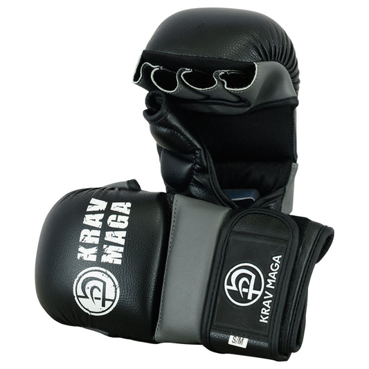 Krav Maga Elite Hybrid MMA Sparring Gloves - 7oz (Black/Grey )