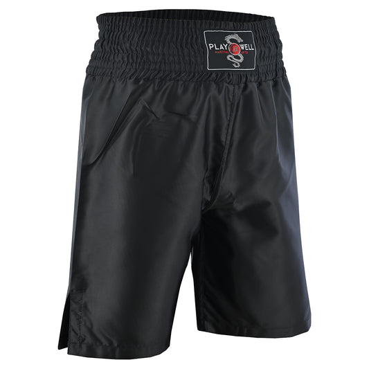 Plain Black Satin Boxing Training Shorts