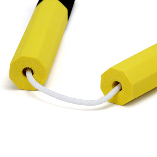 NR-012b: Octagonal Dense Foam Nunchaku Yellow/Black - 10"
