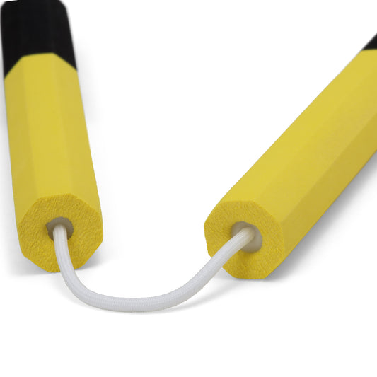 NR-012b: Octagonal Dense Foam Nunchaku Yellow/Black - 12"
