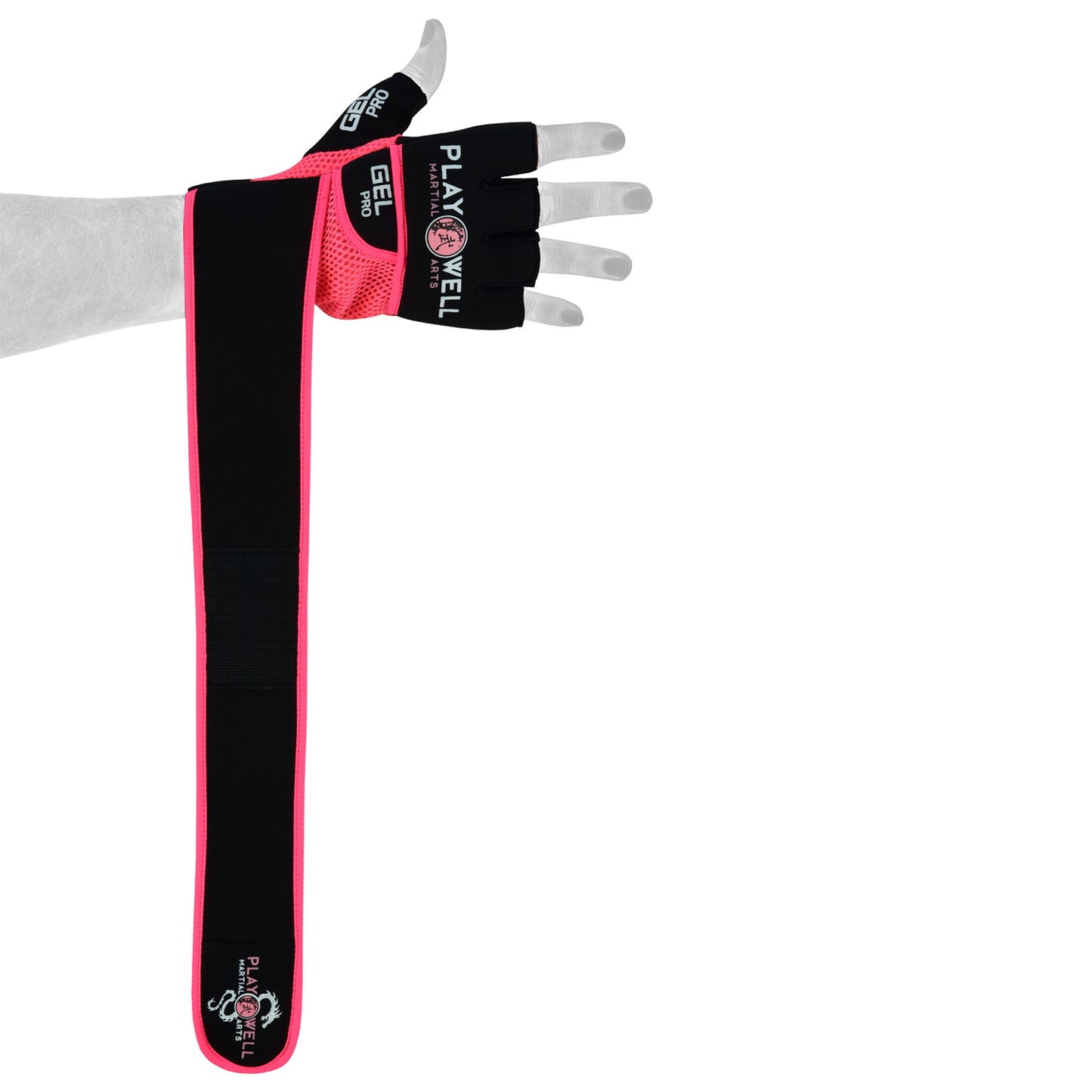 Playwell Elite Ladies Pro Gel Hand Wrap Gloves - Black/Pink
