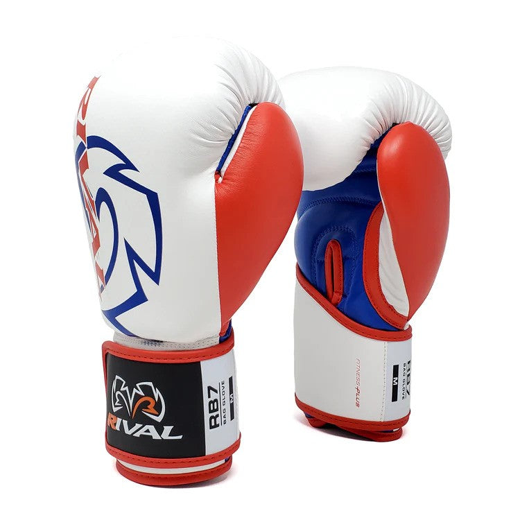 قفازات الملاكمة Rival Boxing RB7 Fitness Plus Bag Gloves - أبيض/أحمر