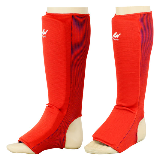 Elasticated Reversible Shin Instep Pads- Red/Blue