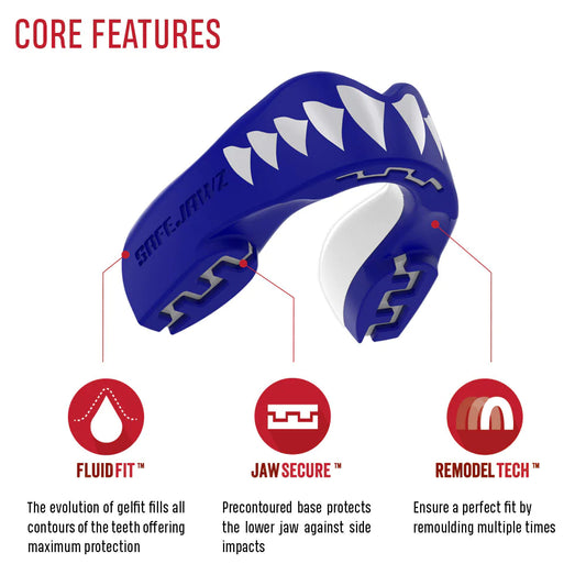 SAFEJAWZ Extro Series Shark Self Fit Mouthguards - Blue