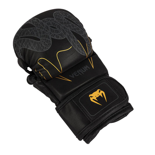 Venum Serpenti MMA Sparring Gloves 7oz - Black/Silver/Gold