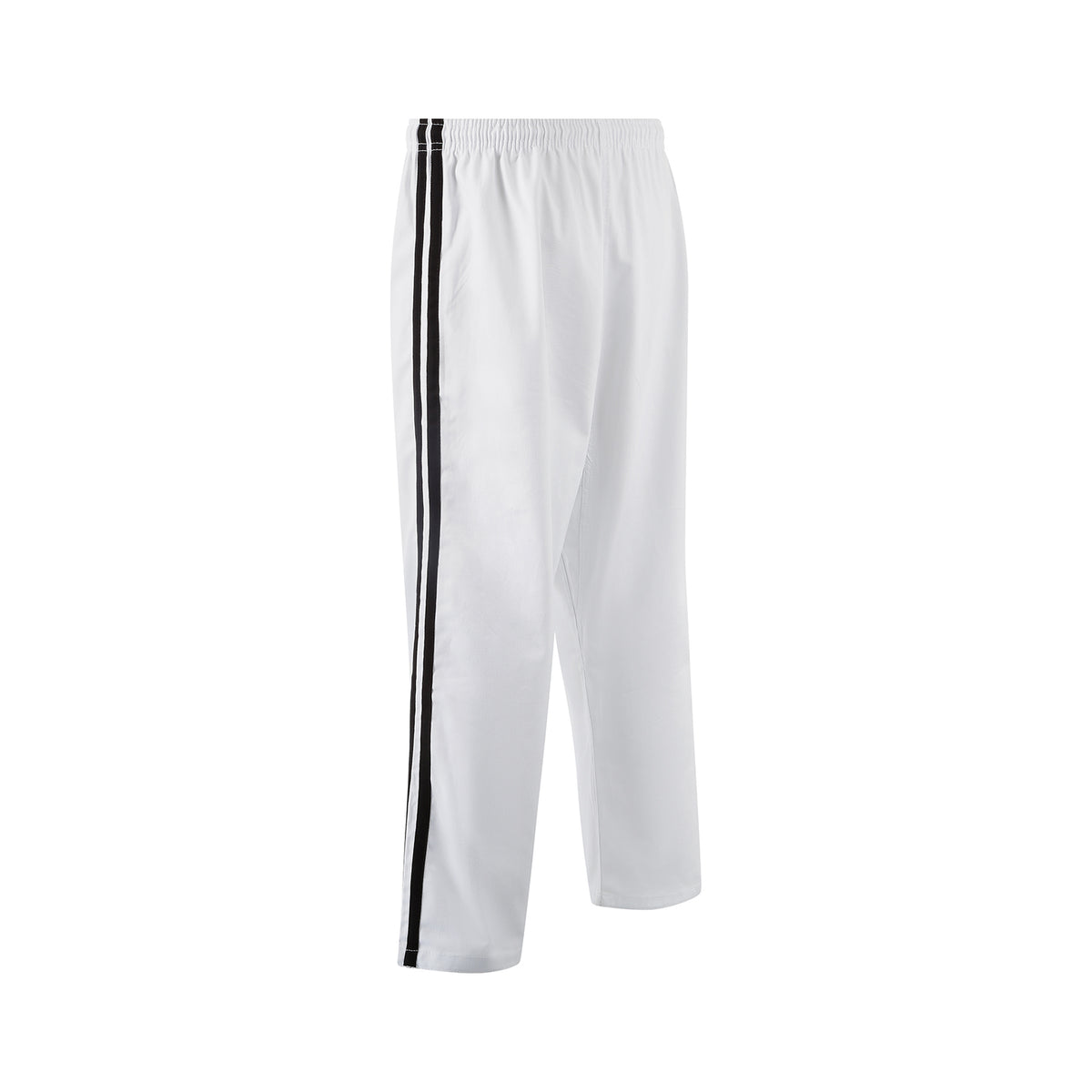 Full Contact Trousers - White W/ 2 Black Stripes Cotton