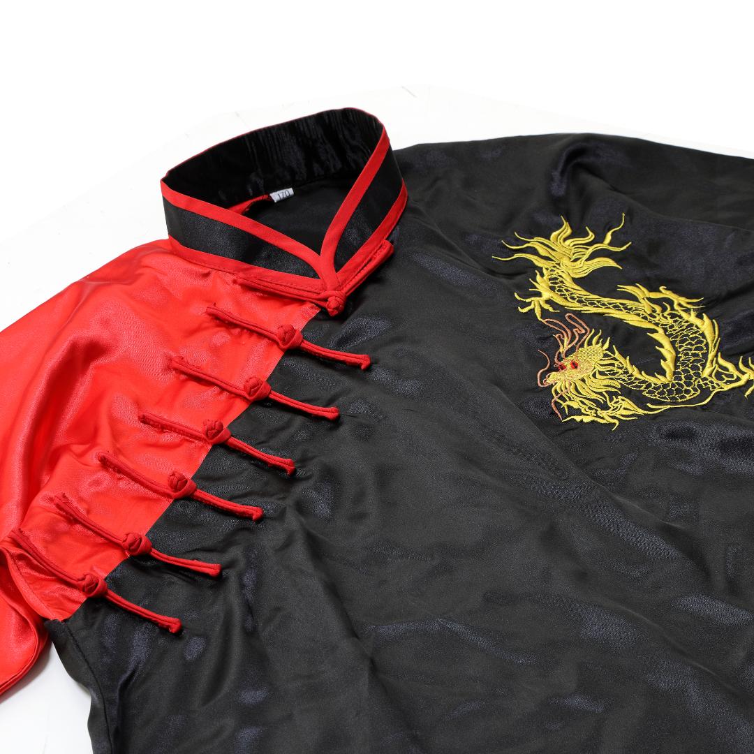 Competition Wushu Silk Uniform - Black/Red