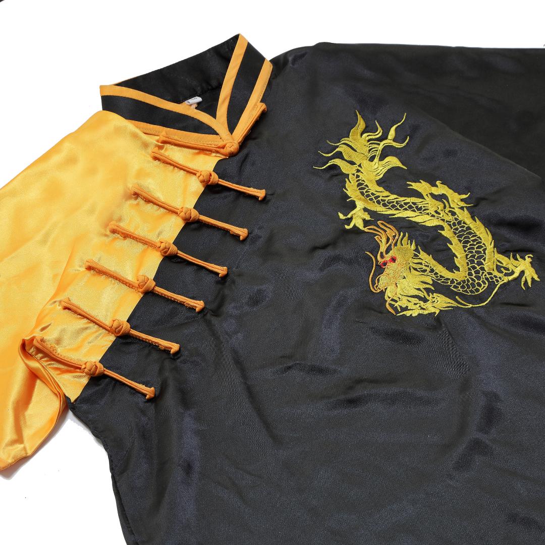 Competition Wushu Silk Uniform - Black/Yellow