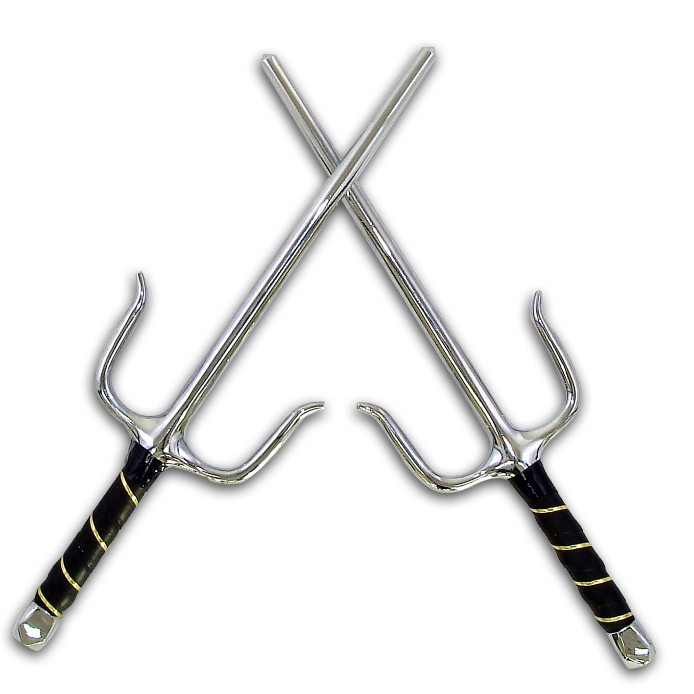 Chrome Children Silver Round Sai Daggers 13"  - ( 00101 )