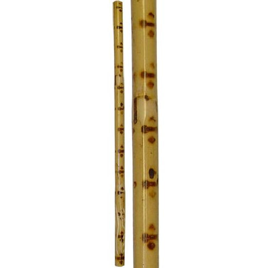 Bo Staff Bamboo Skin Carved & Burnt Tiger Pattern