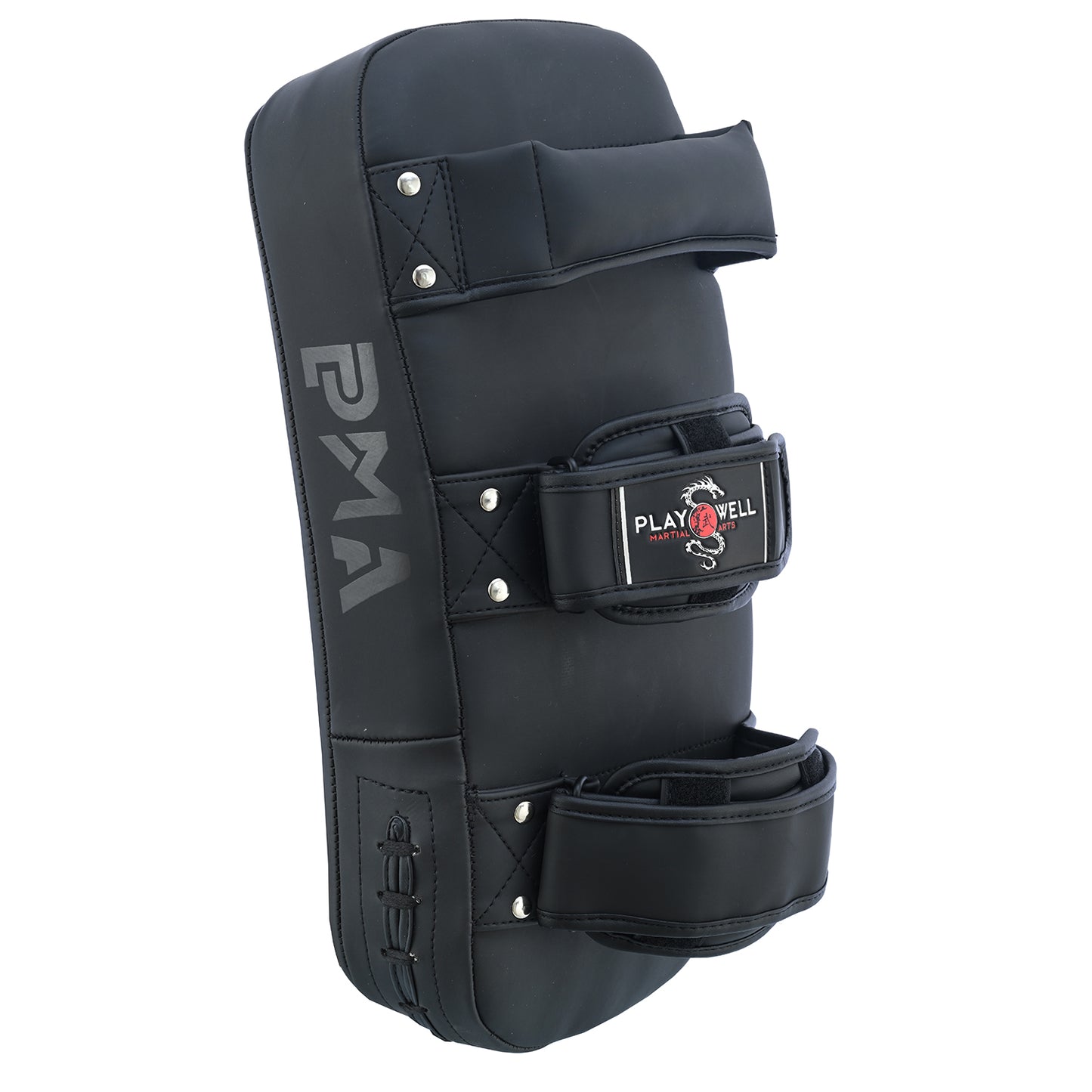 Playwell Matte "Twin Tiger" Curved Thai Pad - Black - Pair