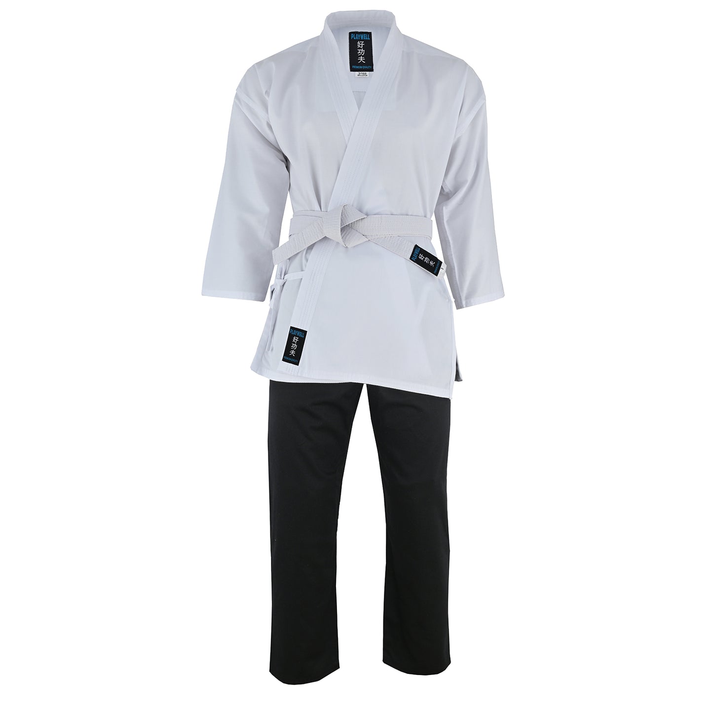 Karate Uniform Mixed Childrens: White / Black Trousers - SALE