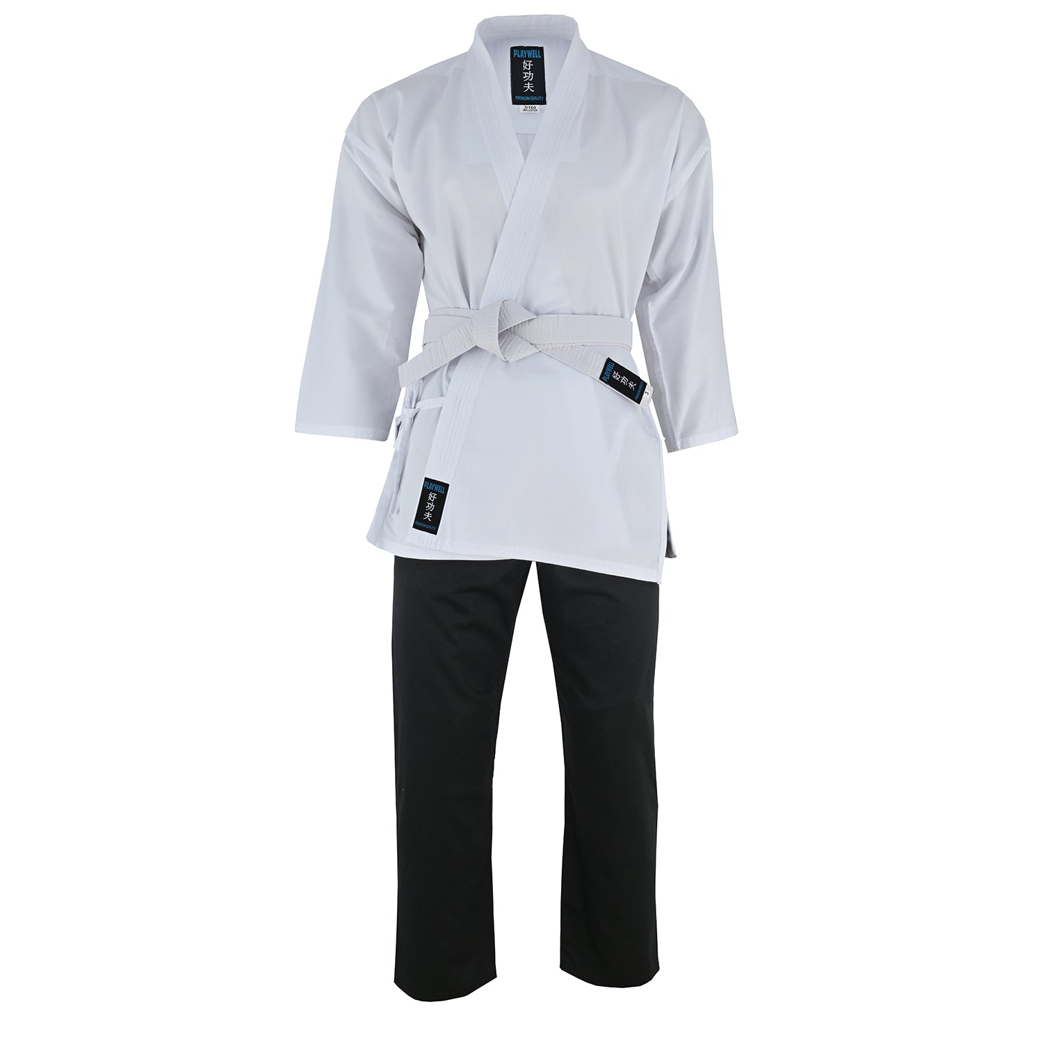 Karate Uniform Mixed Childrens: White / Black Trousers - SALE