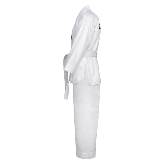 Korean Taekwondo Uniform: White V-Neck: Children's ( Plain Back