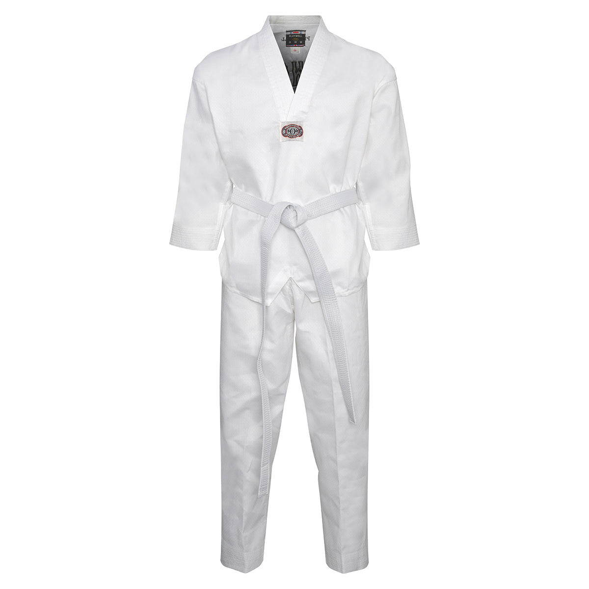 Korean Taekwondo Uniform: White V-Neck: Children's ( Plain Back